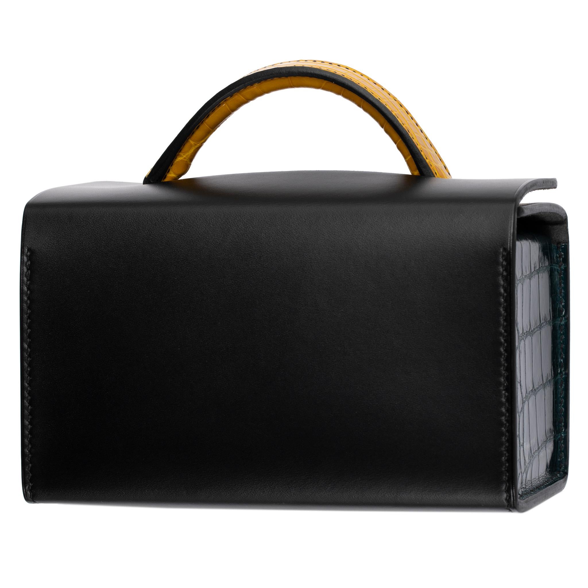 Noir Hermès Petit H Multi Color Mini Rectangle Bag So Black en vente