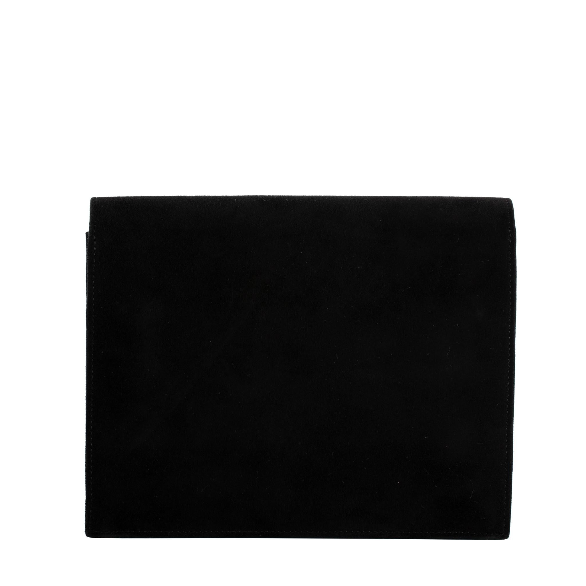 1stdibs Exclusive Hermès Verrou Pochette So Black Suede  For Sale 4