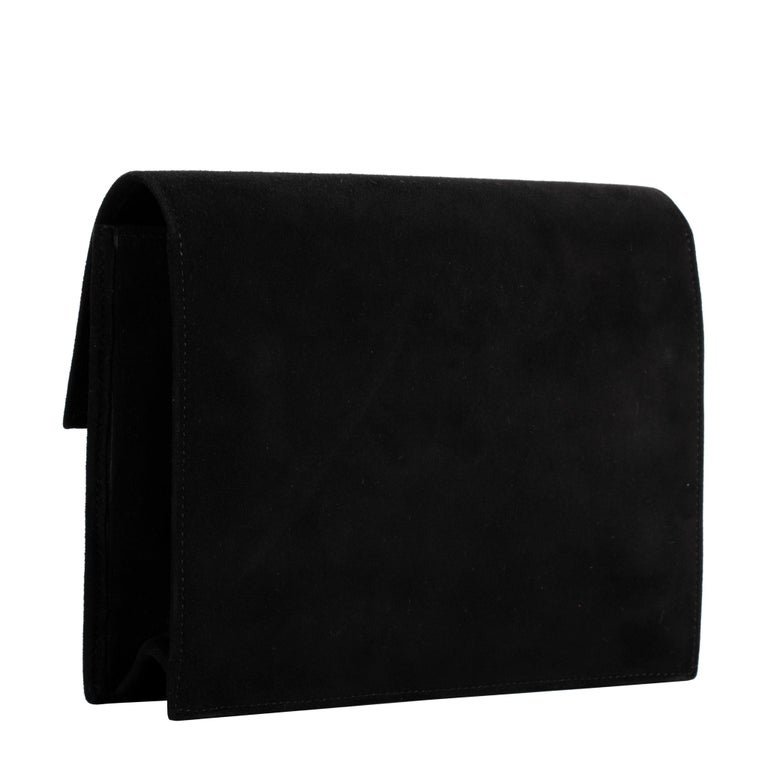 1stdibs Exclusive Hermès Verrou Pochette So Black Suede For Sale at 1stDibs