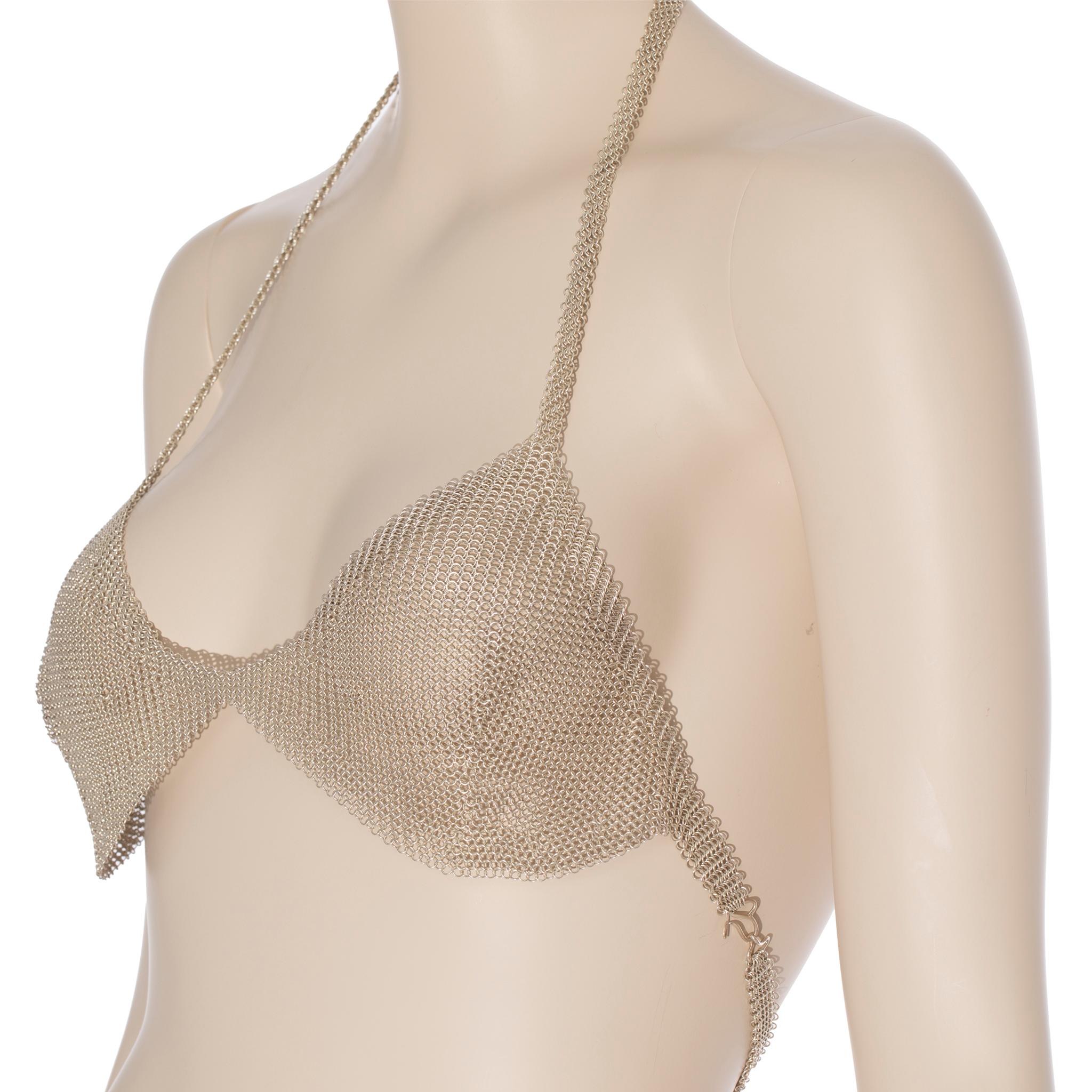 1975 Tiffany & Co Mesh Halter-Top aus Sterlingsilber von Elsa Peretti, Sterlingsilber im Zustand „Hervorragend“ im Angebot in Sydney, New South Wales