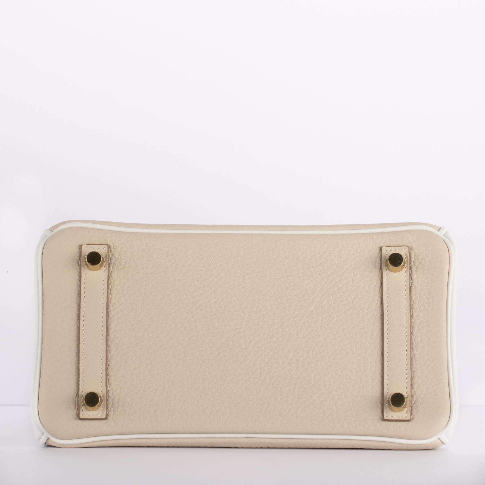 1stdibs Exclusives Hermes Birkin 25cm Craie & White Clemence Gold Hardware 3