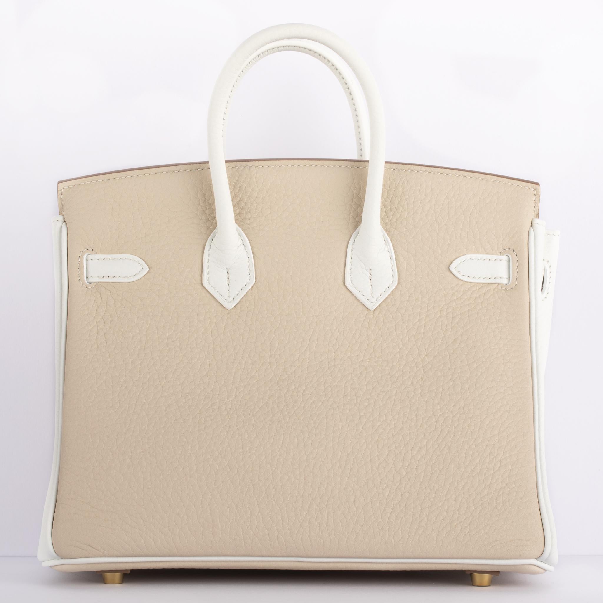 1stdibs Exclusives Hermes Birkin 25cm Craie & White Clemence Gold Hardware 4