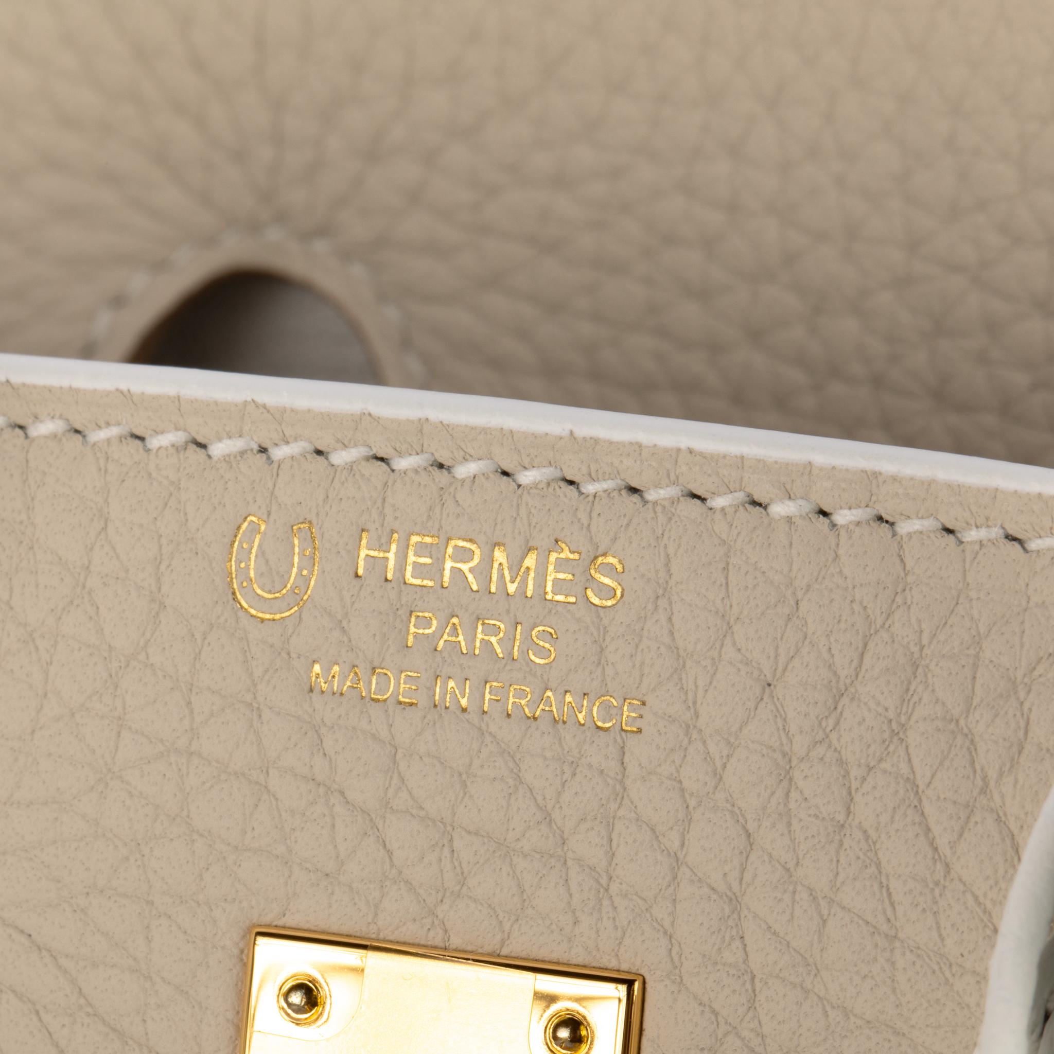 1stdibs Exclusives Hermes Birkin 25cm Craie & White Clemence Gold Hardware 1