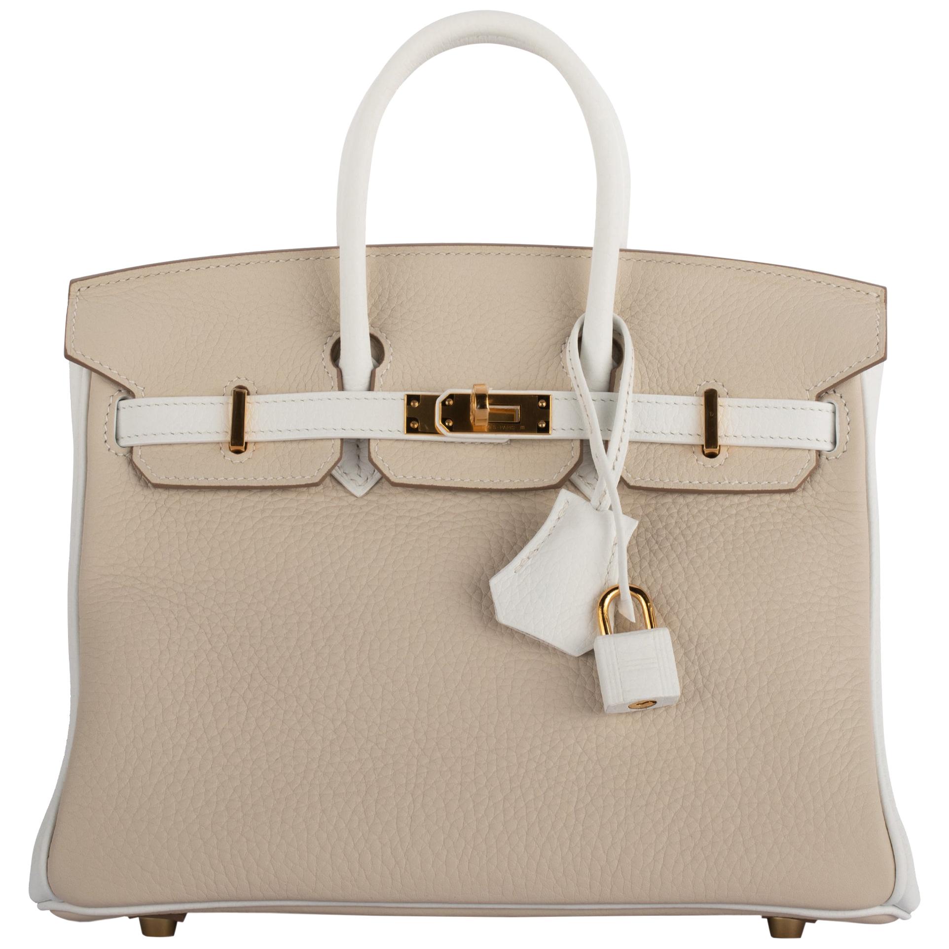 Hermes Birkin Bag 25cm Craie Off White Togo Rose Gold Hardware