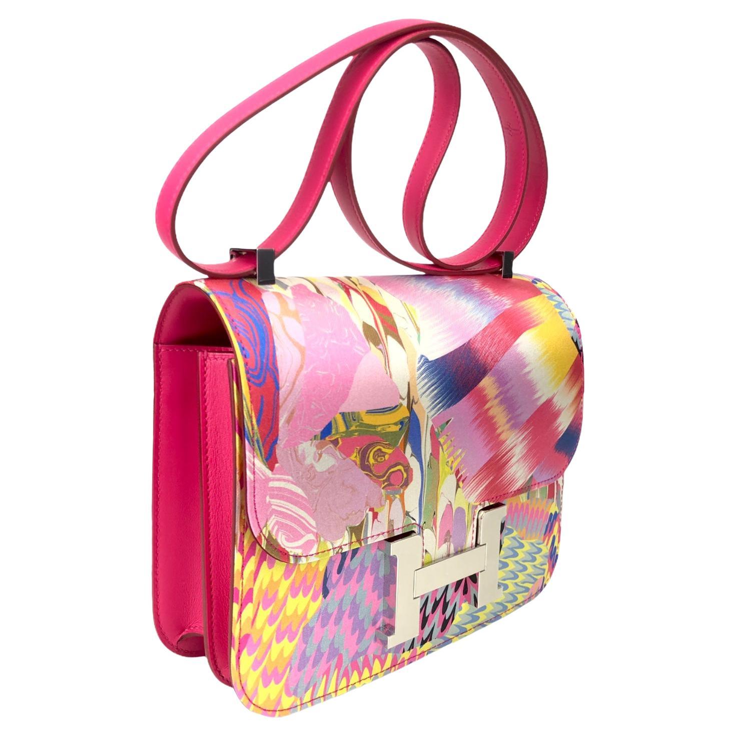 Brand: Hermes

Product: Constance 24cm Limited Edition

Size:
CM: 24 l x 15 h x 5 d
INCH: 9.5 l x 7 h x 2 d

Strap: Versatile design allows it to be worn as a single or doubled strap.

Colour: Marble, Rose Azalee & Rose Mexico

Material: Silk &
