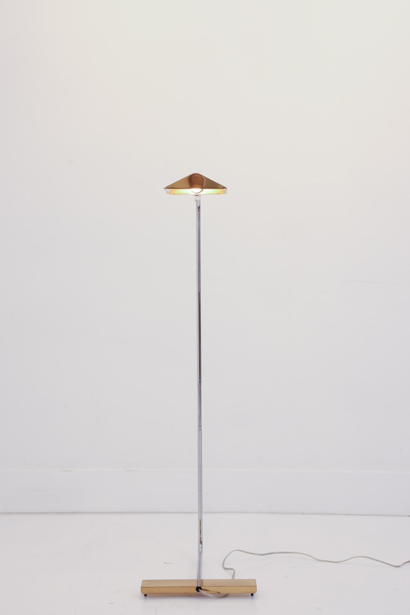 Mid-Century Modern 1UWV Low Profile Chrome/Lacquer Brass Luminaire Swivel Lamp by Cedric Hartman