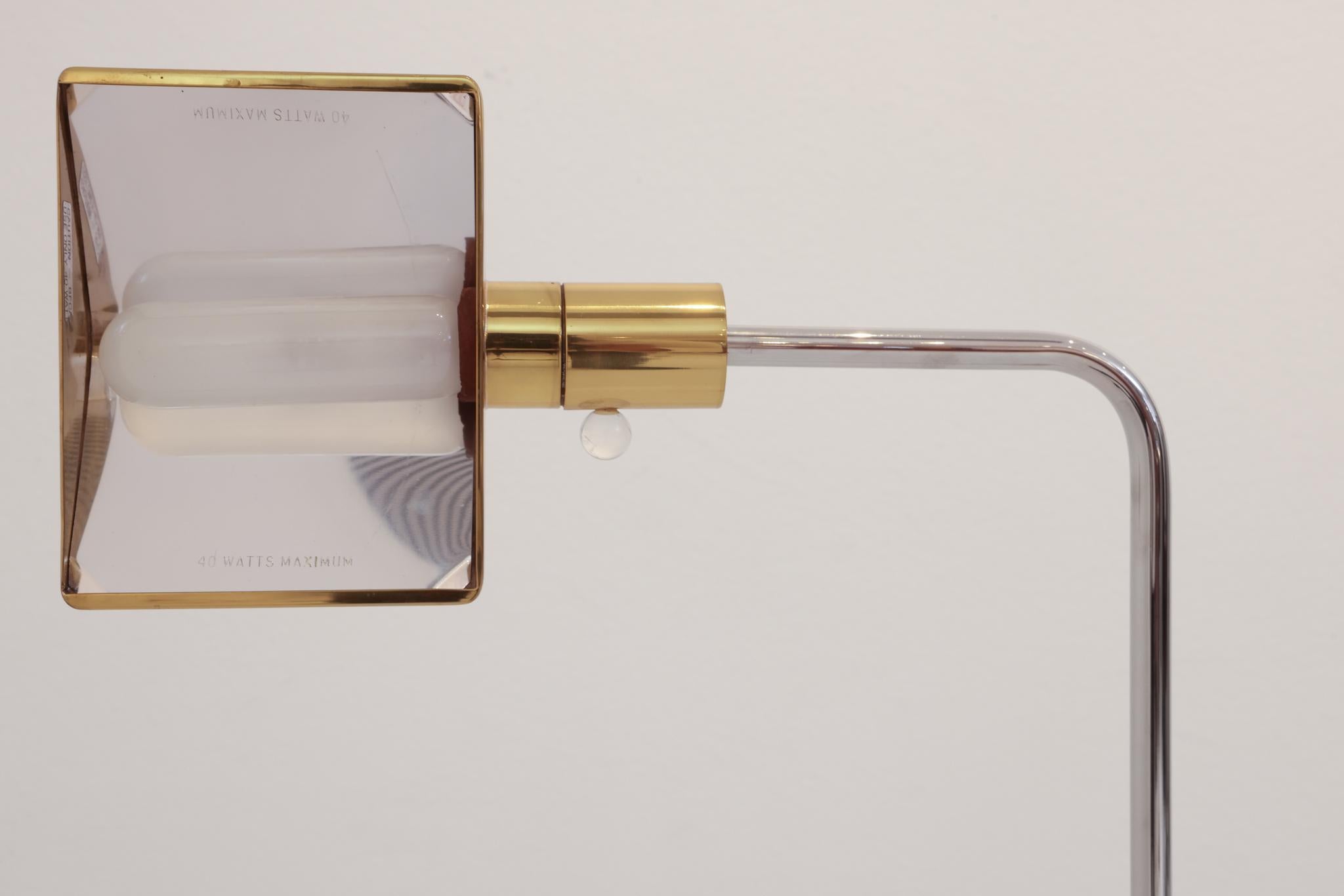 American 1UWV Low Profile Chrome/Lacquer Brass Luminaire Swivel Lamp by Cedric Hartman