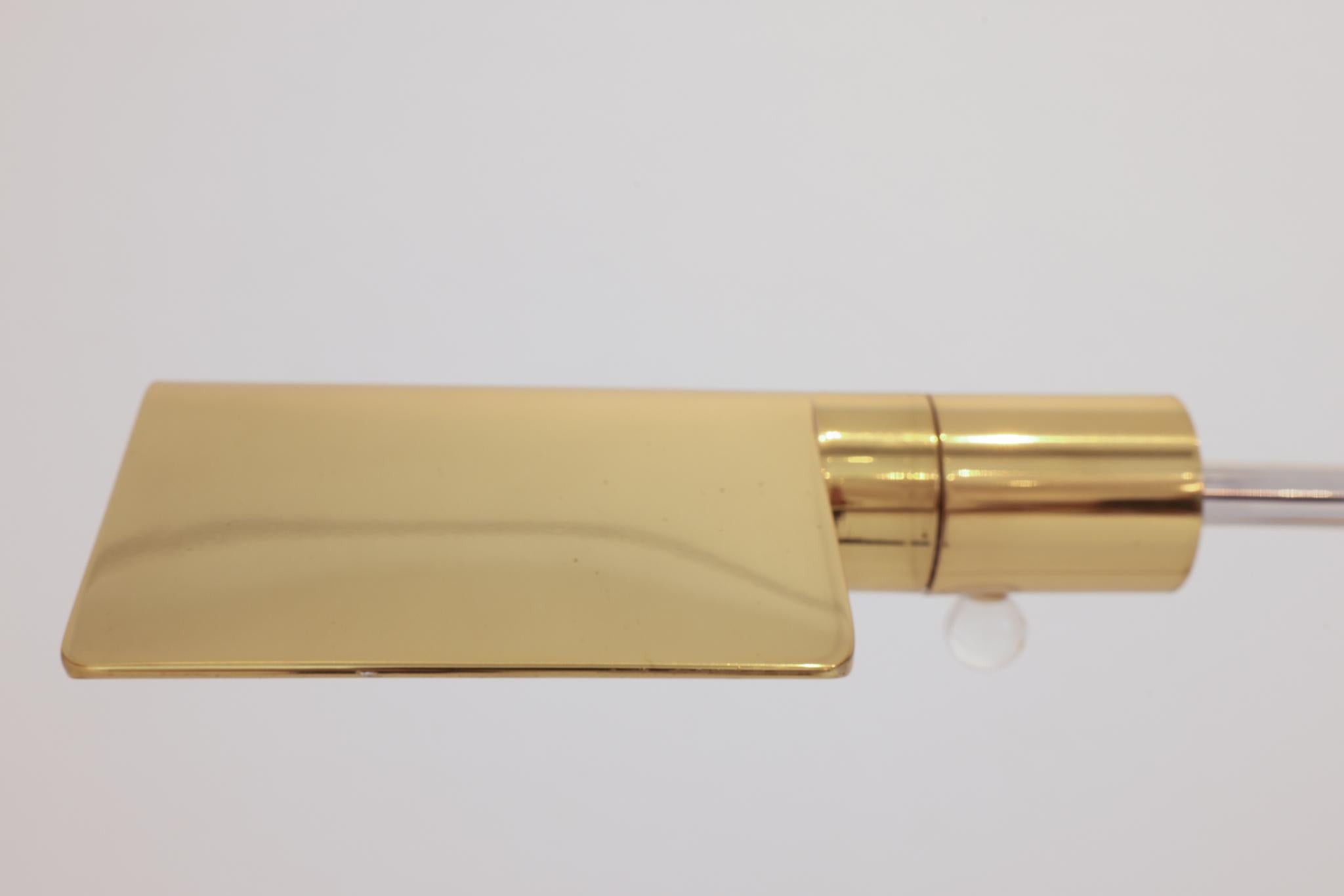 Lacquered 1UWV Low Profile Chrome/Lacquer Brass Luminaire Swivel Lamp by Cedric Hartman