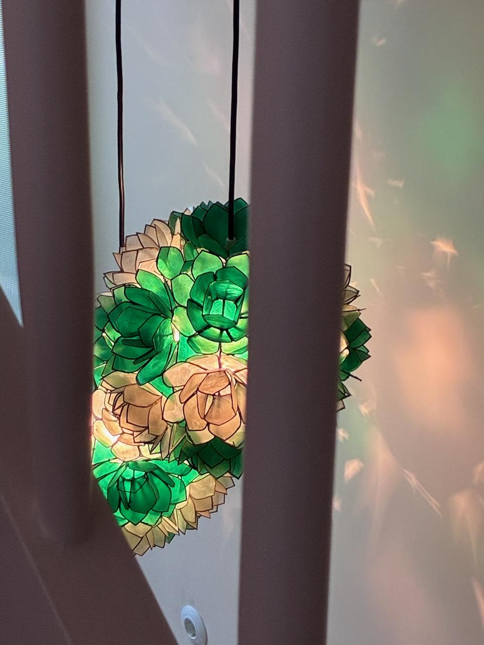1x Capiz Lotus shell pendant lamp by Rausch 1960s Germany For Sale 5