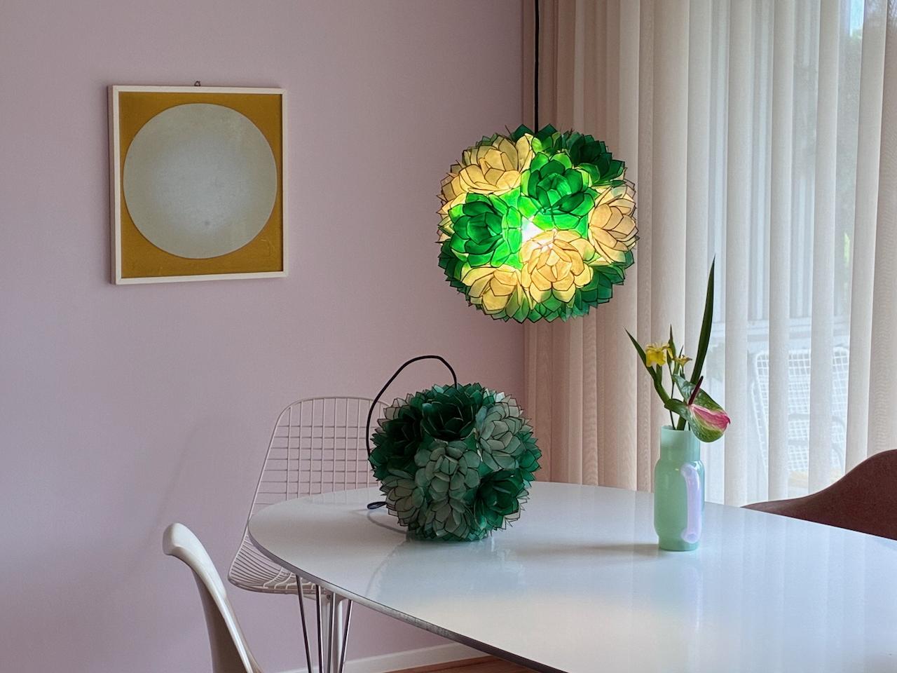 1x Capiz Lotus shell pendant lamp by Rausch 1960s Germany For Sale 6