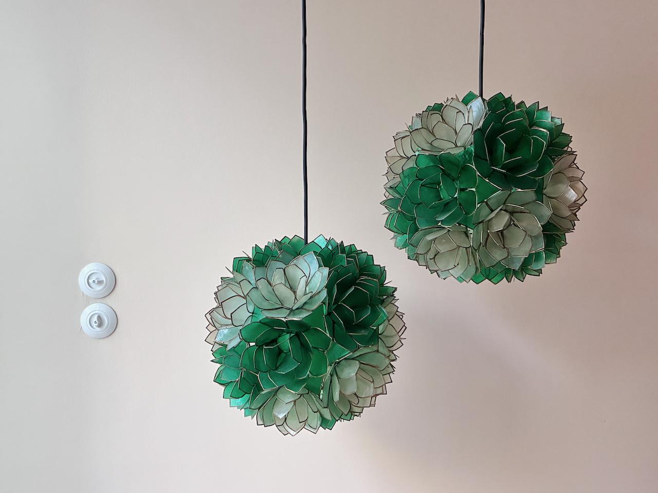 Mid-Century Modern 1x Capiz Lotus shell pendant lamp by Rausch 1960s Germany For Sale