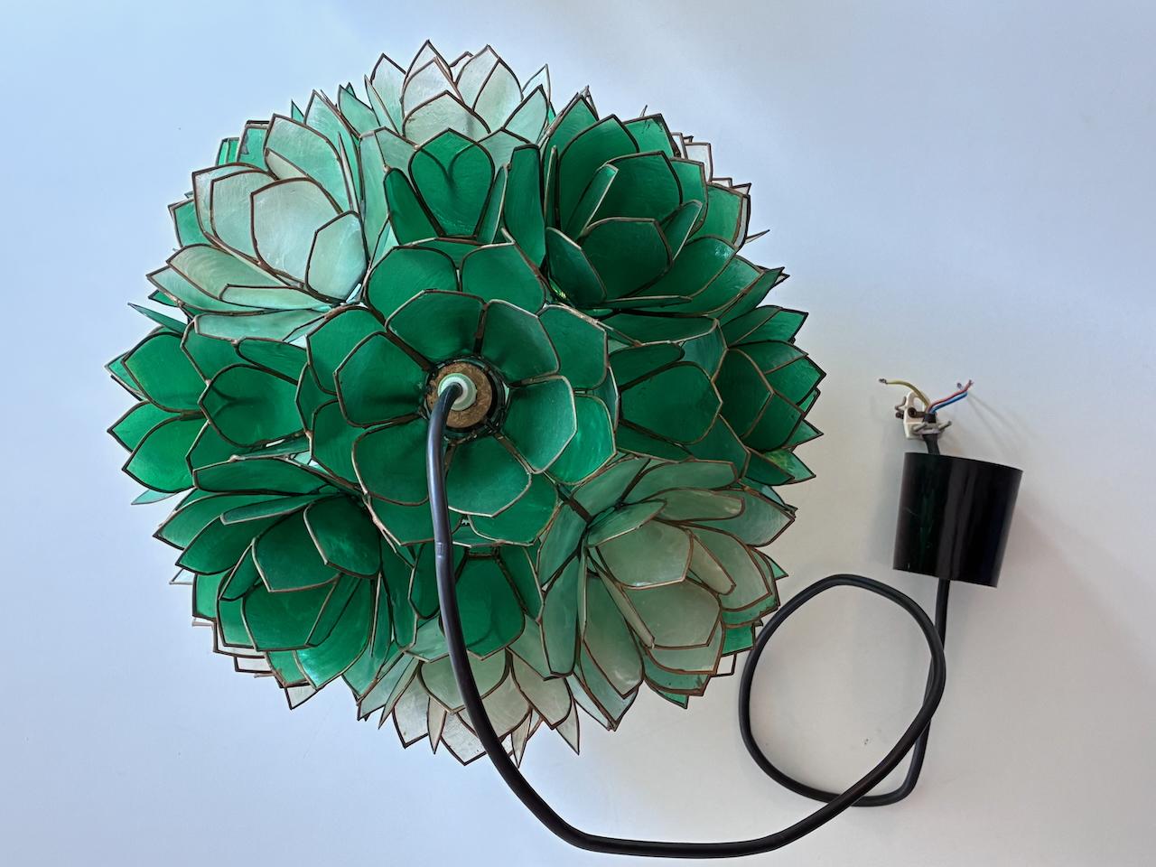 Mid-20th Century 1x Capiz Lotus shell pendant lamp by Rausch 1960s Germany For Sale