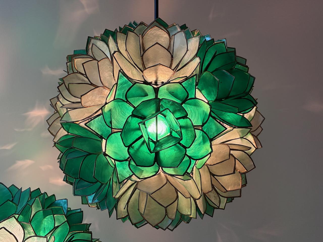 1x Capiz Lotus shell pendant lamp by Rausch 1960s Germany For Sale 1