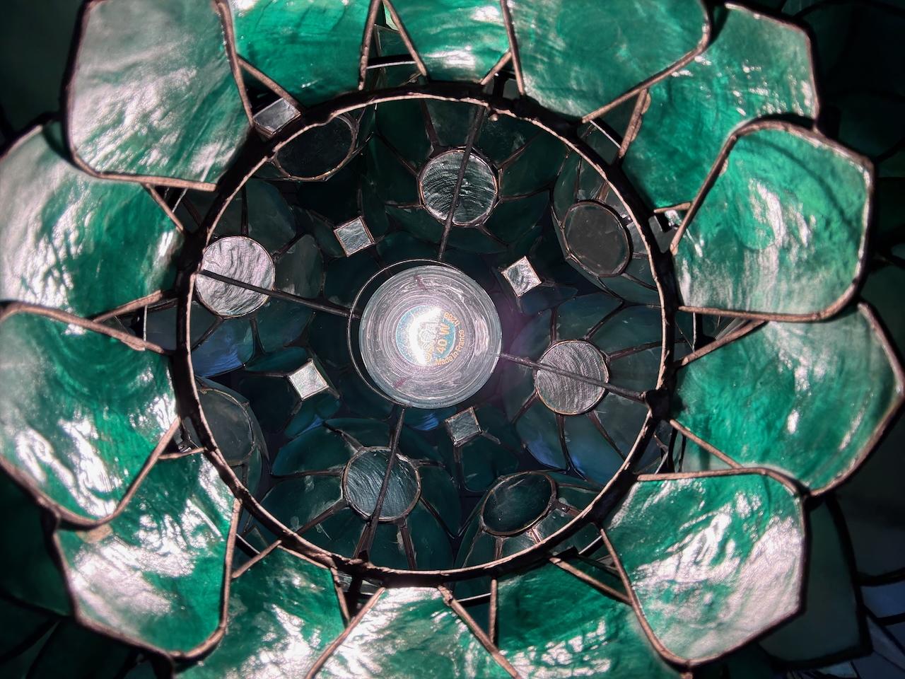 1x Capiz Lotus shell pendant lamp by Rausch 1960s Germany For Sale 3