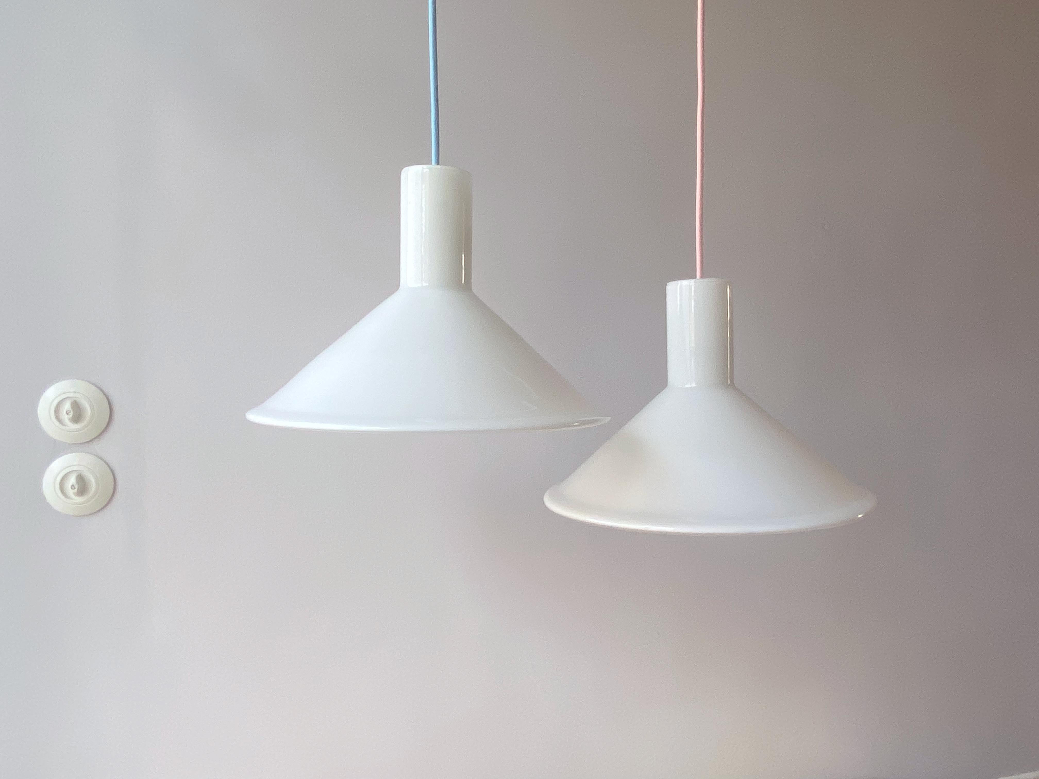 1x white Michael Bang P&T Pendant Lamp by Holmegaard, Denmark, 1970s For Sale 5