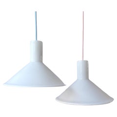1x white Michael Bang P&T Pendant Lamp by Holmegaard, Denmark, 1970s