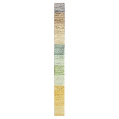 1'x11'2" Brown Colorful for Custom Orders Hand Knotted Wool & Silk Runner Rug