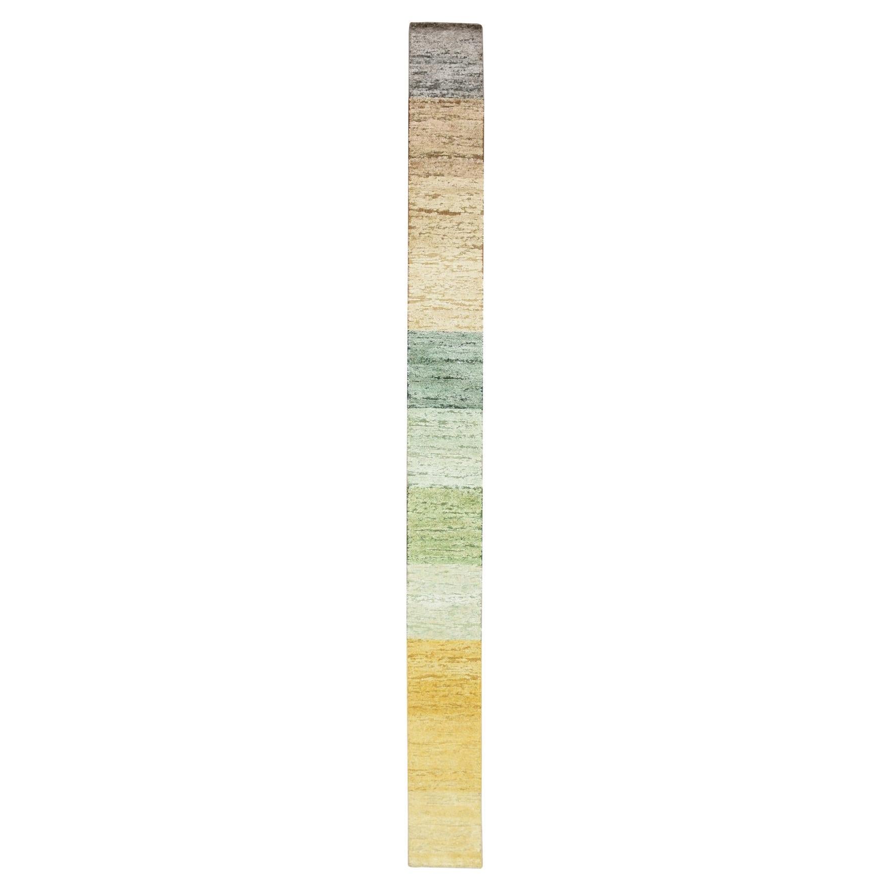 1'x11'2" Colorful for Custom Orders Hand Knotted Wool & Silk Runner Rug