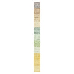 1'x11'2" Green Colorful for Custom Orders Hand Knotted Wool & Silk Runner Rug