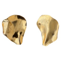1.	Yves Saint Laurent Vintage Gold Sculptural Petal Clip-On Earrings, 1980s