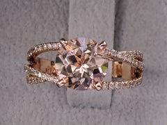 2 1/2 Carat 14 Karat Rose Gold Round Morganite Engagement Ring