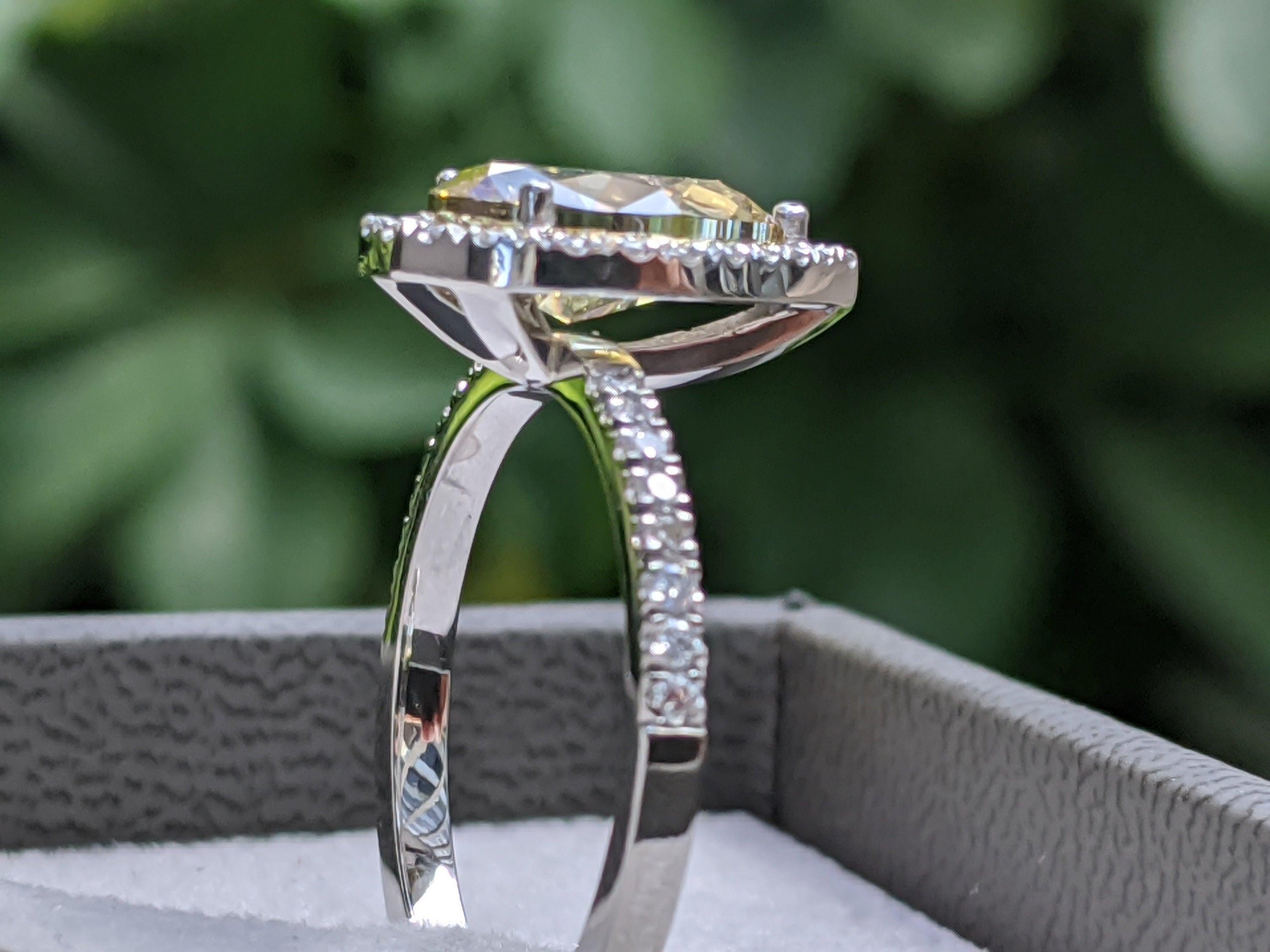 2 1/2 Karat 14K Weißgold Ring, Schokoladenbirnen-Diamantring, Champagner-Diamant (Tropfenschliff)