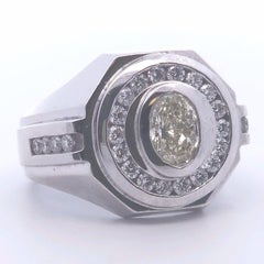 2 1/5 Carat Round and Oval Diamond Men's Ring in 14k Gold