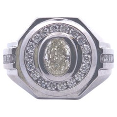 Bague pour homme en or 14k avec diamants ronds et ovales de 2 1/5 carats