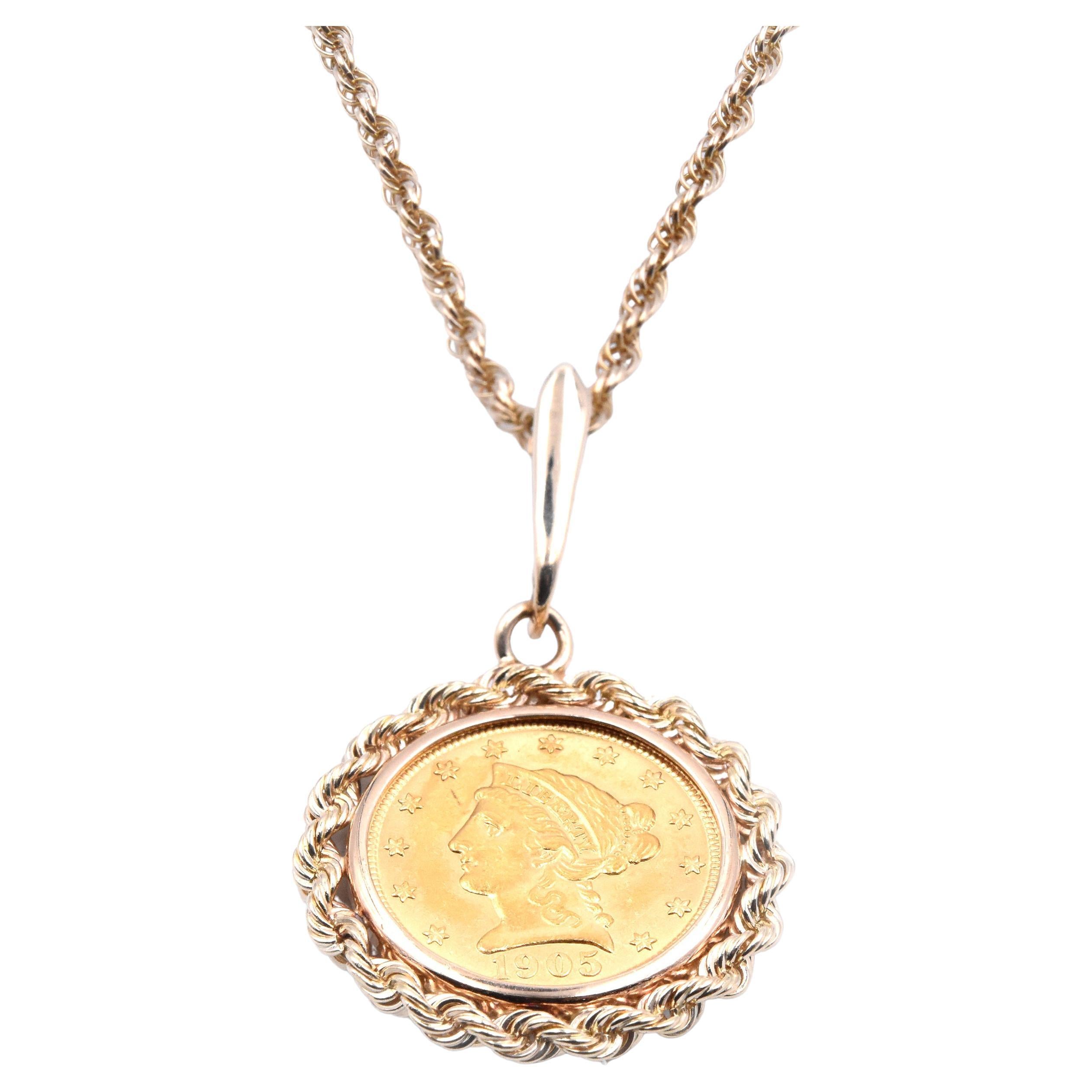 $2 ½ Liberty Coin on 14 Karat Yellow Gold Necklace
