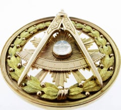 Masonic Freemason Carved Moonstone Pendant