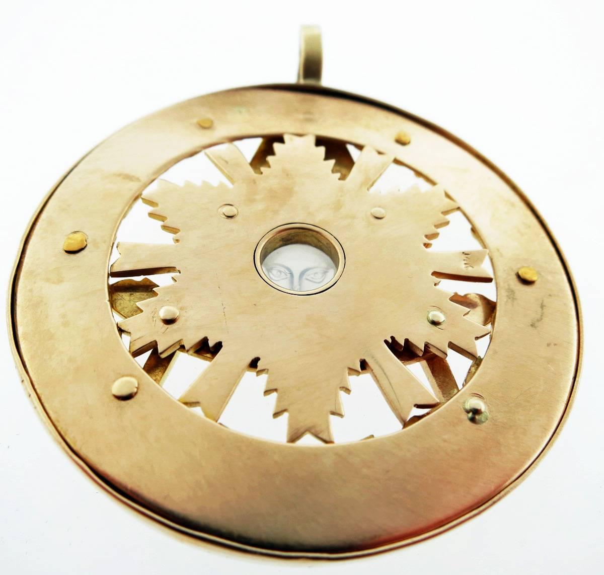 Women's or Men's Masonic Freemason Carved Moonstone Pendant