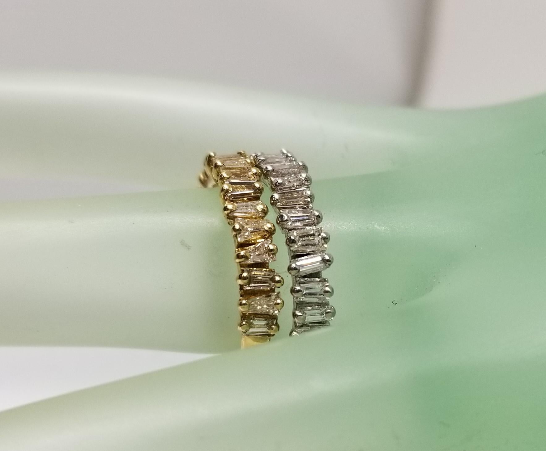 2-14 karat Tapered Baguette Diamond rings, containing 34 tapered baguette diamonds weighing 1.40cts.  This ring is a size 6 but we will size to fit for free.
