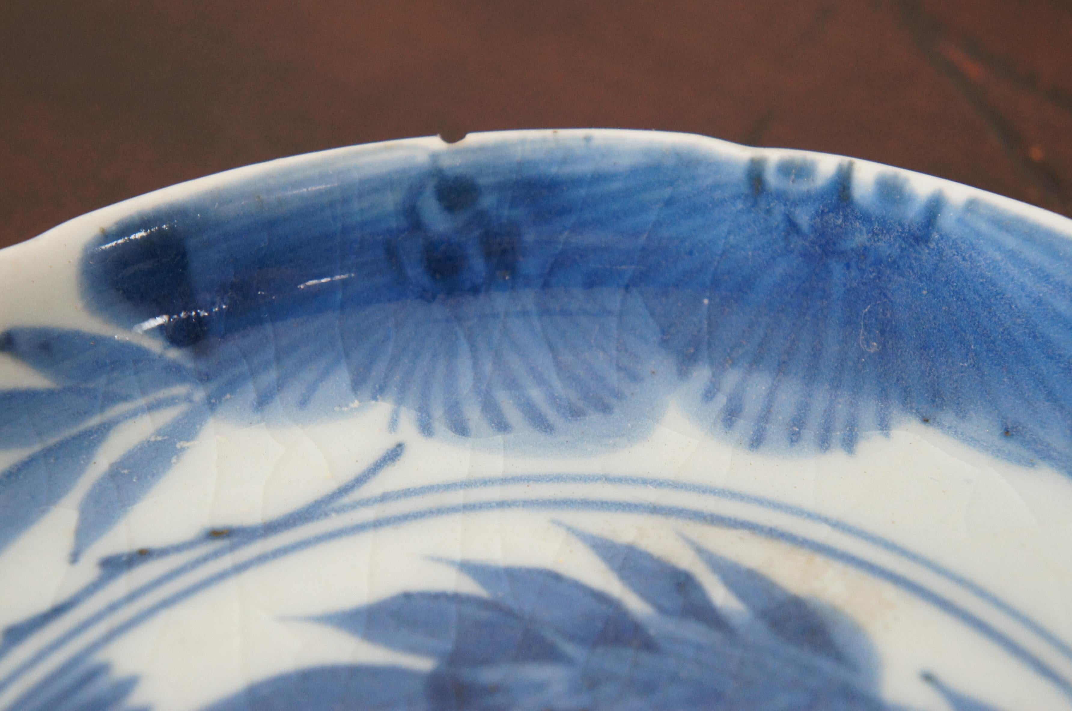 2 18th Century Antique Kangxi Blue & White Chinese Porcelain Plates Dish 6