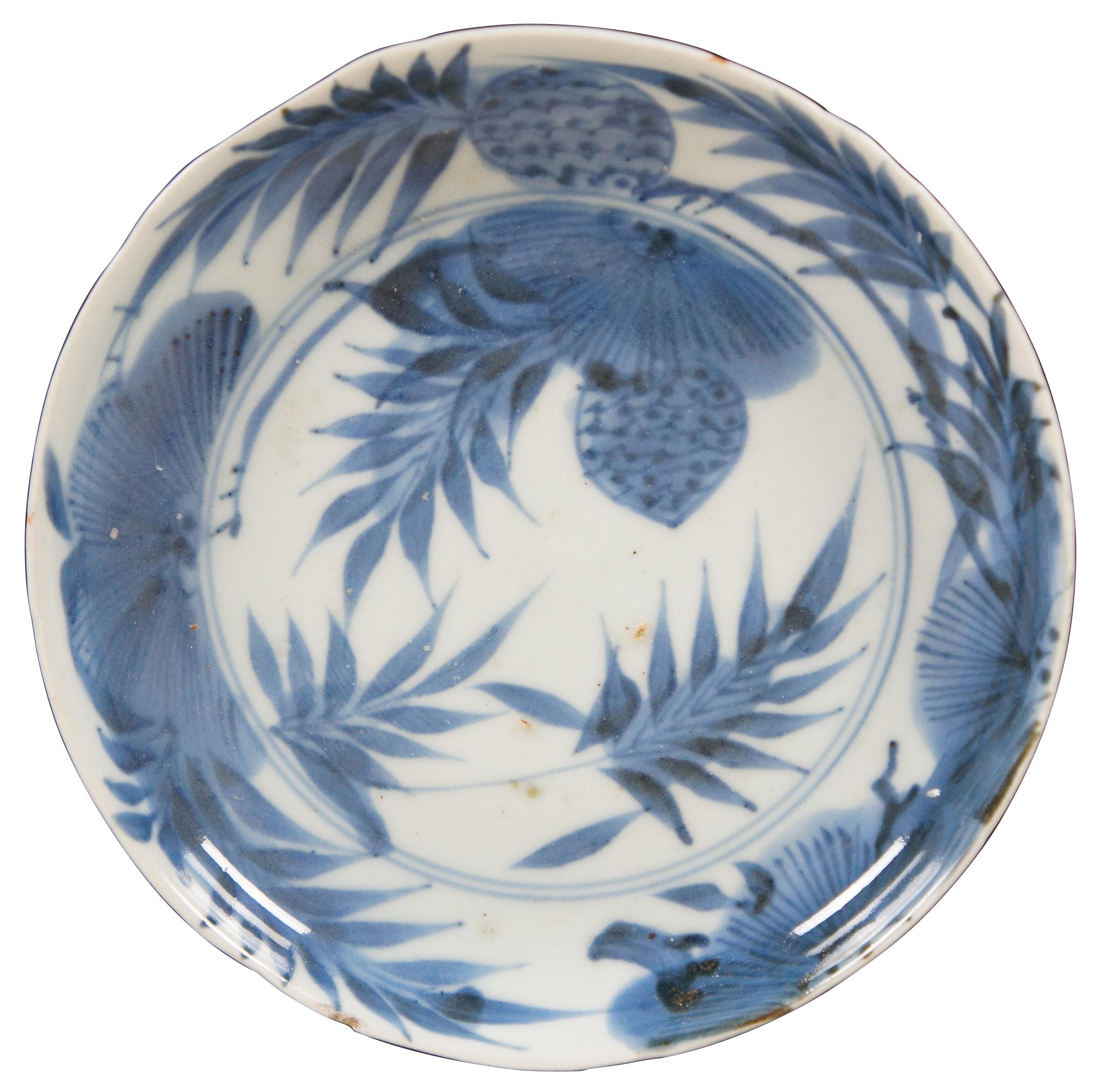 Chinese Export 2 18th Century Antique Kangxi Blue & White Chinese Porcelain Plates Dish