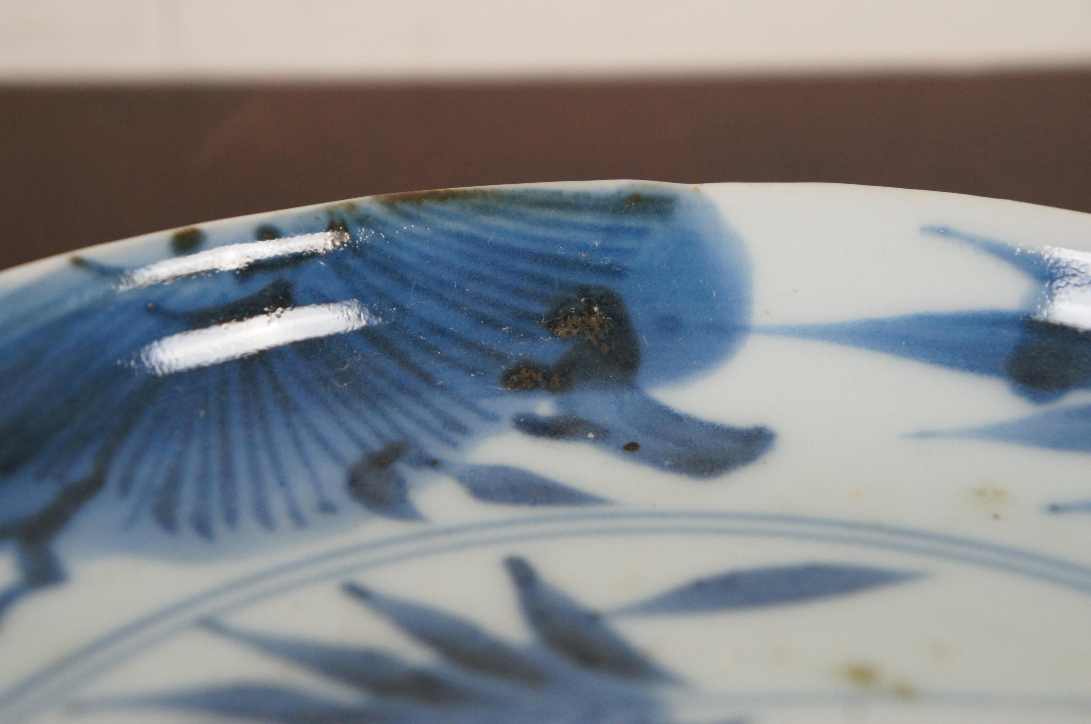 18th Century and Earlier 2 18th Century Antique Kangxi Blue & White Chinese Porcelain Plates Dish