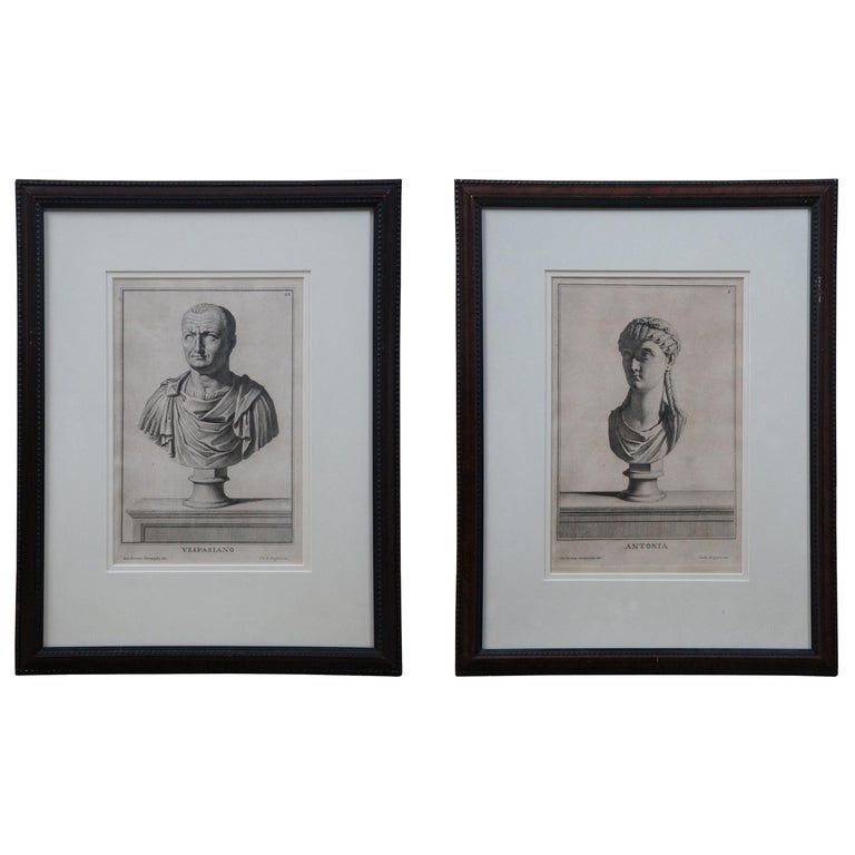 2 18th Century Bust Engravings Vespasian Antonia C. Gregori G. D. Campiglia For Sale