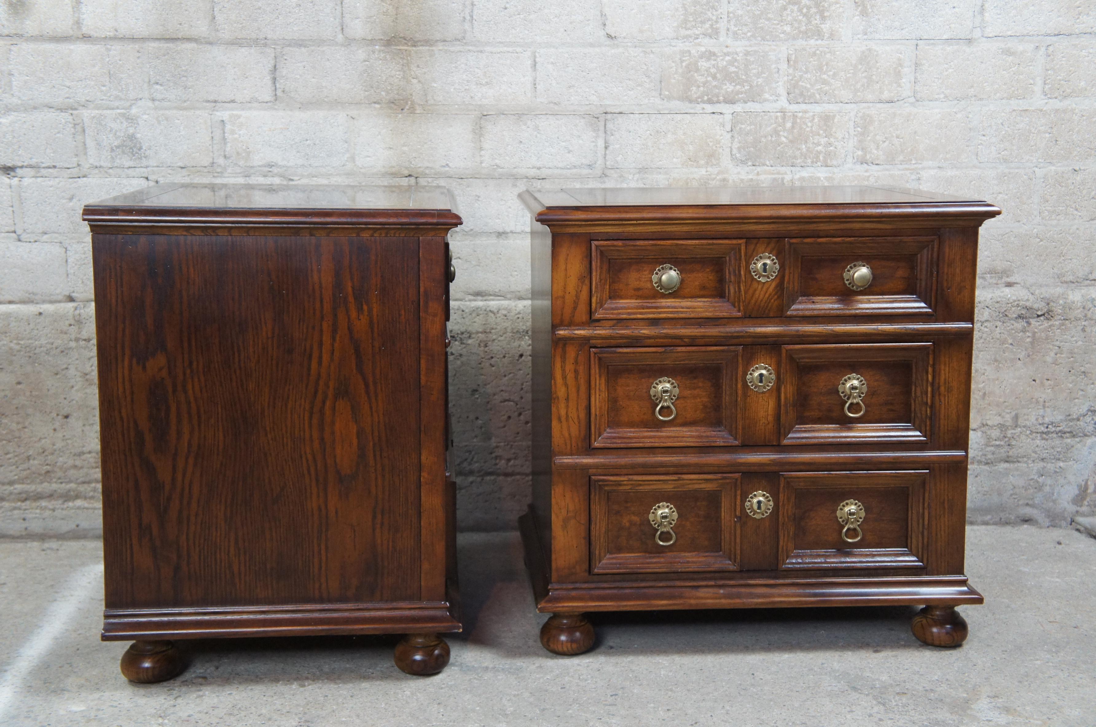 Late 20th Century 1979 Henredon Nightstands End Tables Dressers English Style Brutalist, Pair