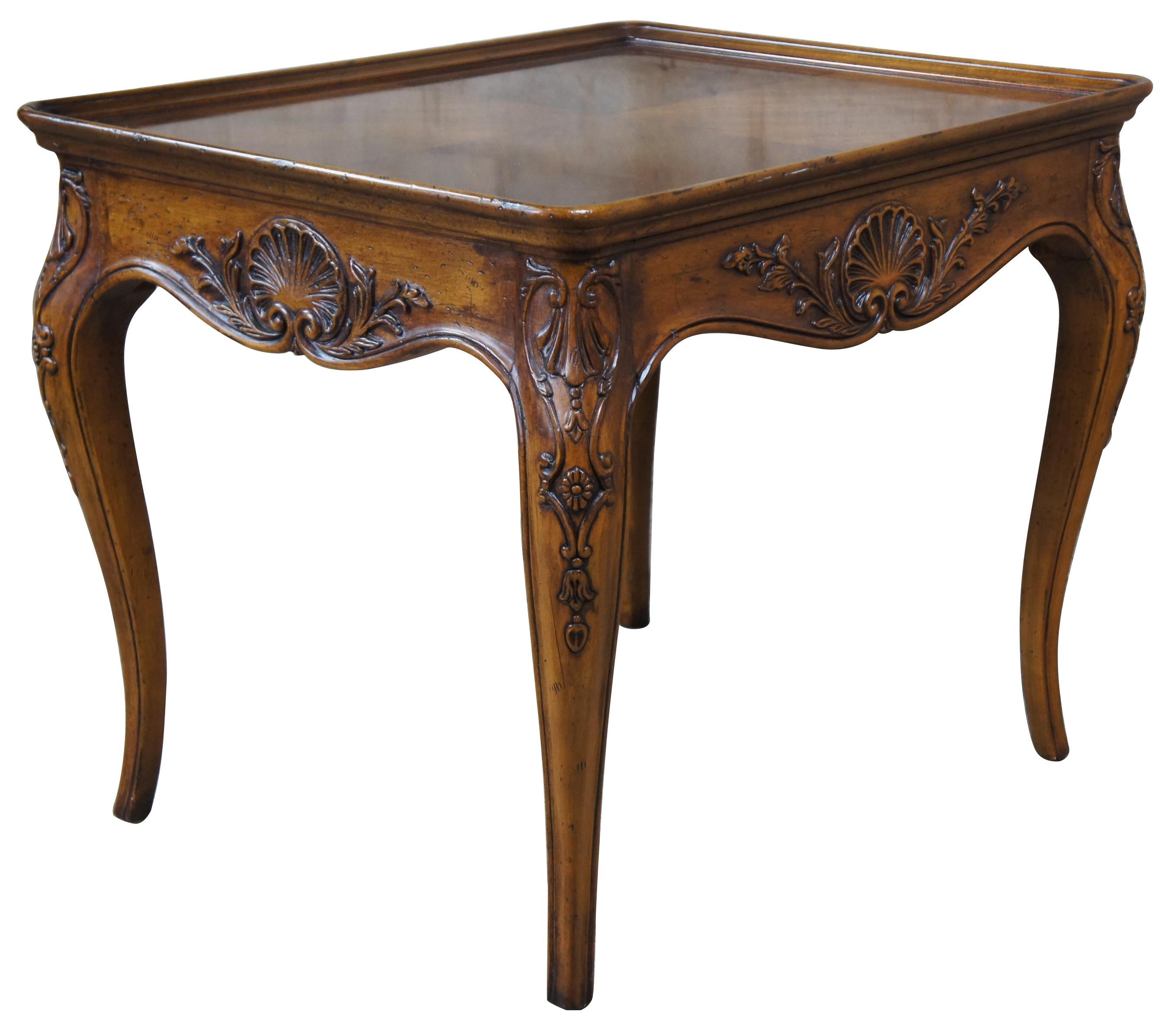 French Provincial 2 1987 Henredon Country French Rectangular Walnut Side Accent Tables 3201-41