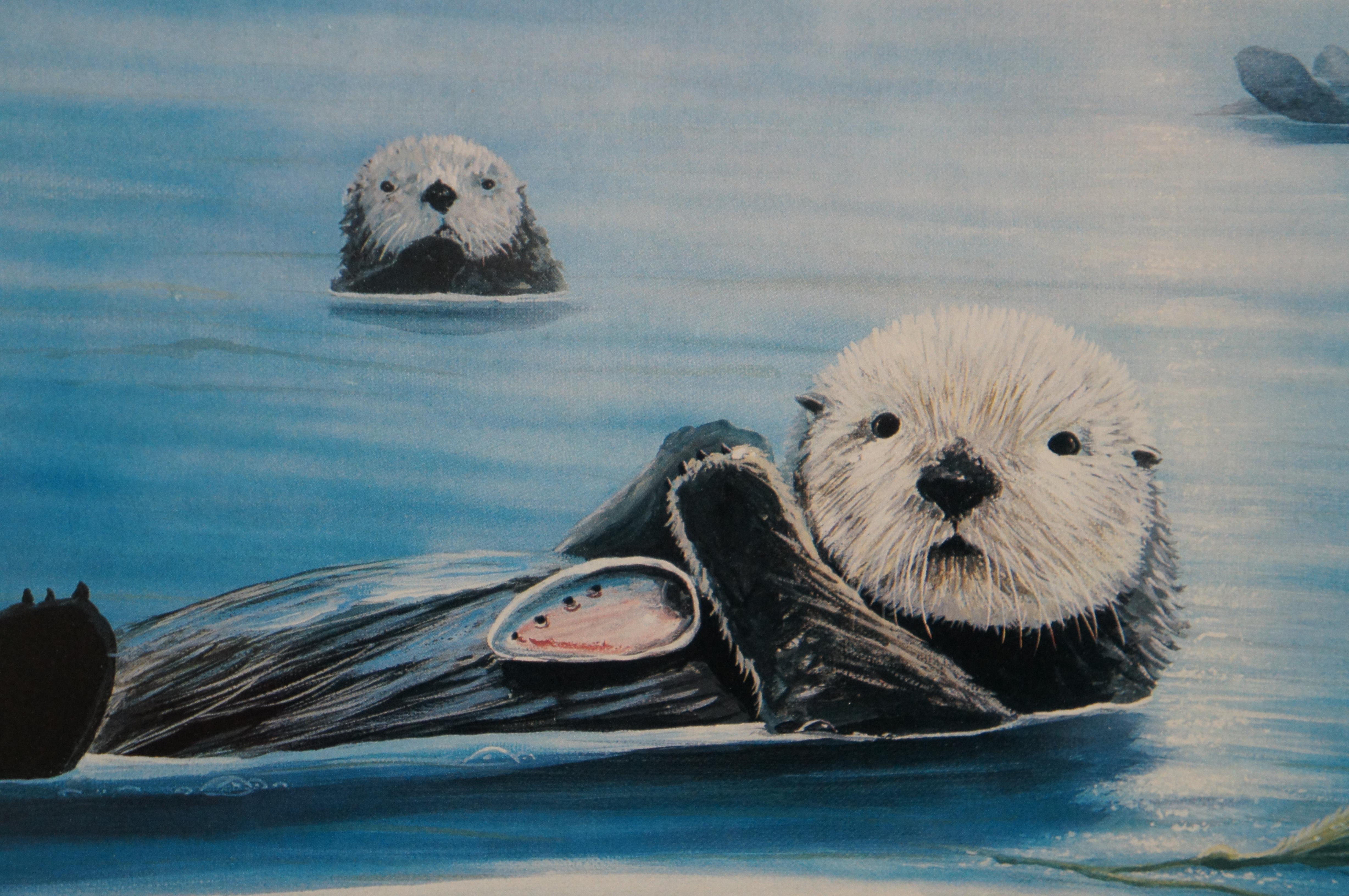 2 1990s Robert Wyland Signed Lithograph Prints Orca Journey Sea Otters Seascape For Sale 3