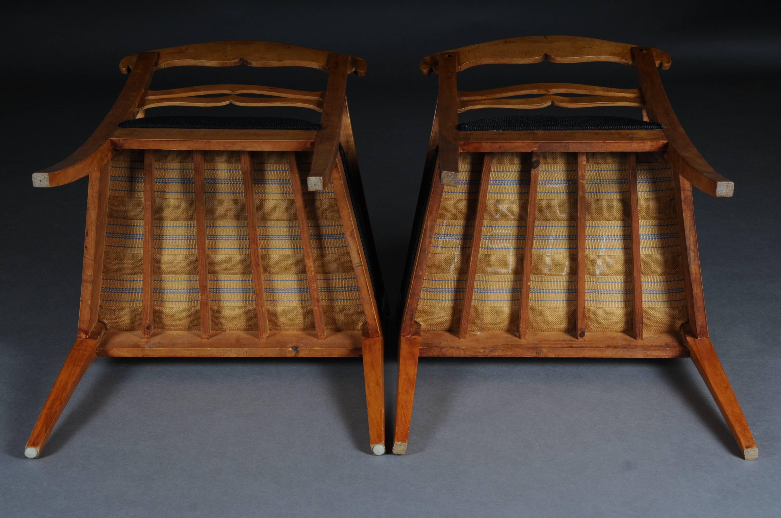 Zwei Biedermeier-Sessel aus massivem Birkenholz aus dem 19. Jahrhundert im Angebot 6