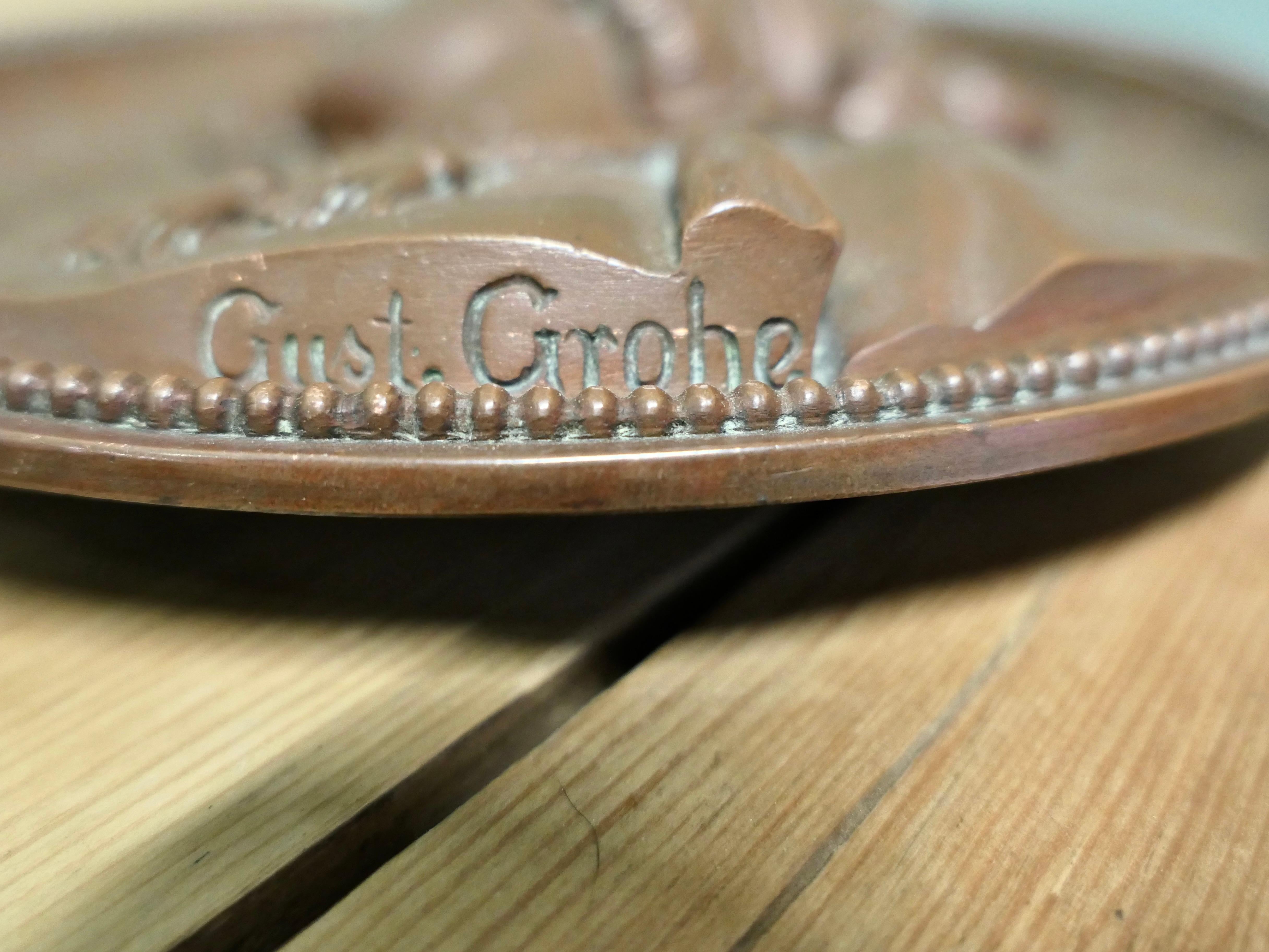 2 runde Kupfertafeln aus dem 19. Jahrhundert von Gustav Grohe. (Belle Époque) im Angebot