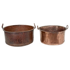 2 19th century Victorian large copper cooking vessels Antique 2 19th century Victorian large copper cooking vessels
