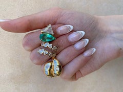 (2/2) 2.70 Carat Colombian Emerald and 1.5 Diamond Two Stone Ring