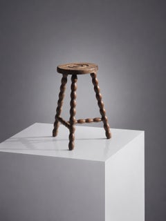 2/2 BRUTALIST RUSTIC-MODERN Stool or Side Table by CHARLES DUDOUYT, France 1950