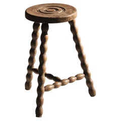 2/2 BRUTALIST RUSTIC-MODERN Stool or Side Table by CHARLES DUDOUYT, France 1950