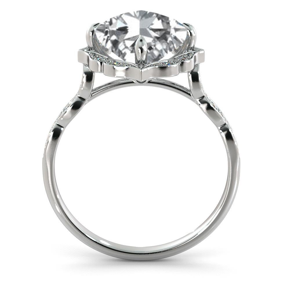 Art Deco 2 3/4 Carat GIA Cushion Halo Ring, 18 Karat White Gold Vintage Diamond Ring