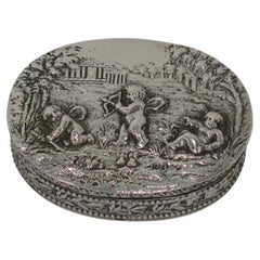 European Silver Gilt Interior Antique German Three Cupids Snuff Box