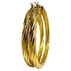 2 3/8 Inch Diameter 18K Yellow Gold Hoop Earrings by Italian Maker Unoaerre