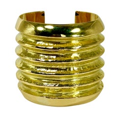 2 3/8 Zoll breites Vintage-Manschettenarmband aus 18 Karat Gelbgold mit offenem Rücken