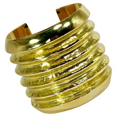 2 3/8 Zoll breites Vintage-Manschettenarmband aus 18 Karat Gelbgold mit offenem Rücken